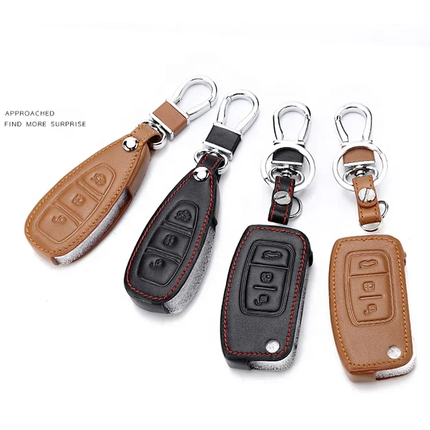 Genuine leather car key cover for Ford Focus 3 4 MK3 ST RS Kuga Escape Ecosport New Fiesta Keychain case