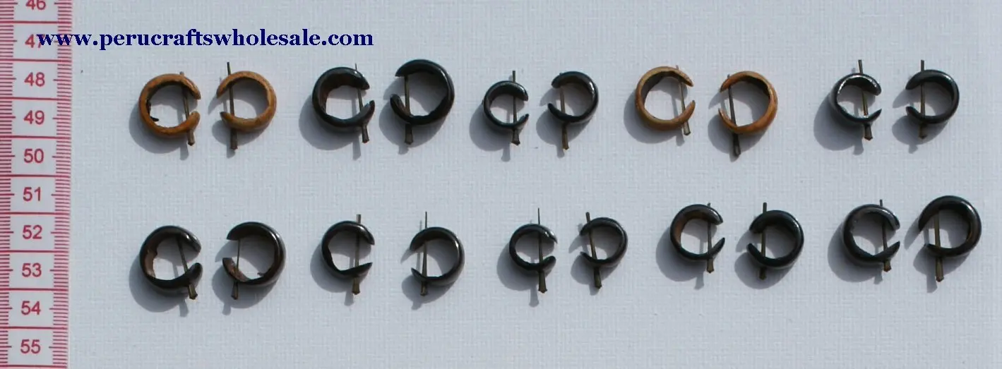 Natural Peruvian Coconut Shell Clip-On Earrings round Coco Brown for Gift Occasions