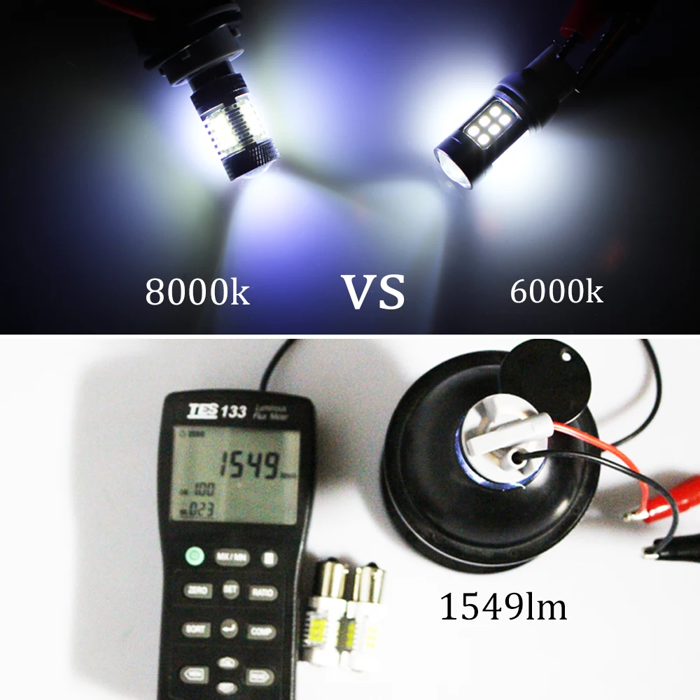 1600 Lumen 8000K Light Blue High Power 21-SMD XP-E 7443 T20 W16W LED Bulbs For Brake, DRL, Turn Signal, Backup Lights Lamps