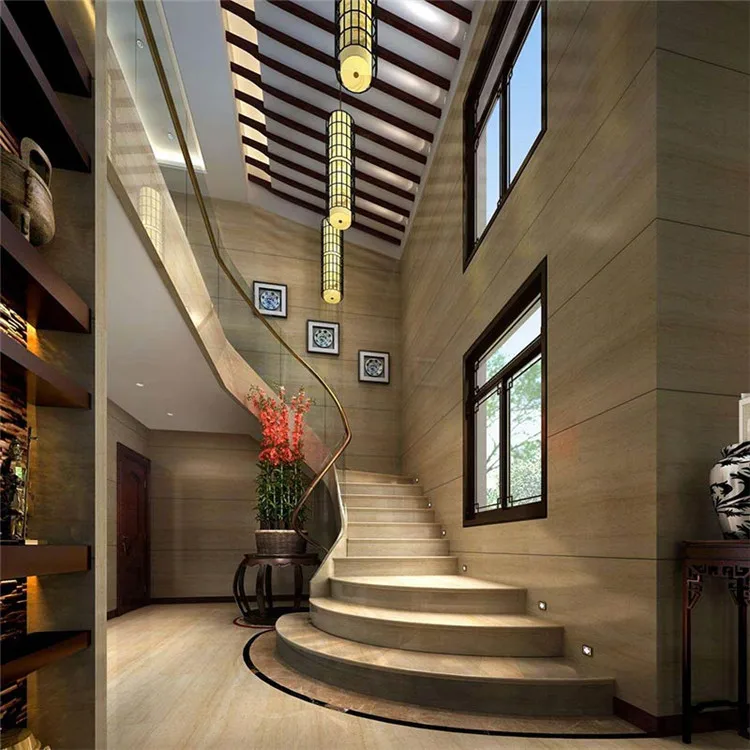 Роскошный дизайн интерьера пятизвездочного отеля, Современная мраморная лестница, каменная лестница