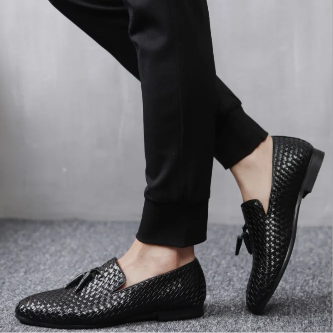 c10479a new arrival casual men slip on flat pu leather shoes