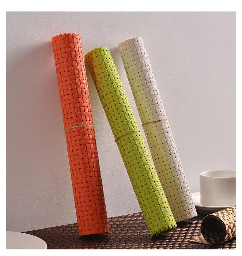 JR1004 OEM pvc stripes woven placemat dining tablemat