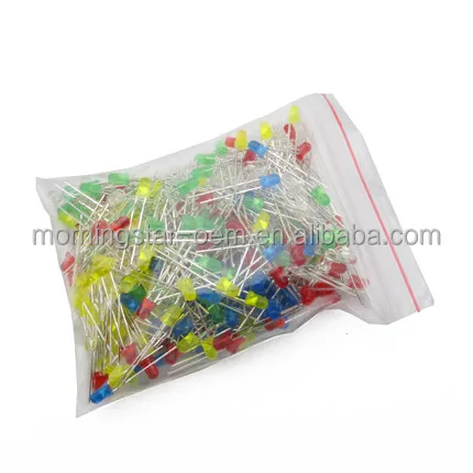 Factory direct 5mm milk LED diode Light Assorted Kit DIY LEDs Set White Yellow Red Green Blue electronic diy kit