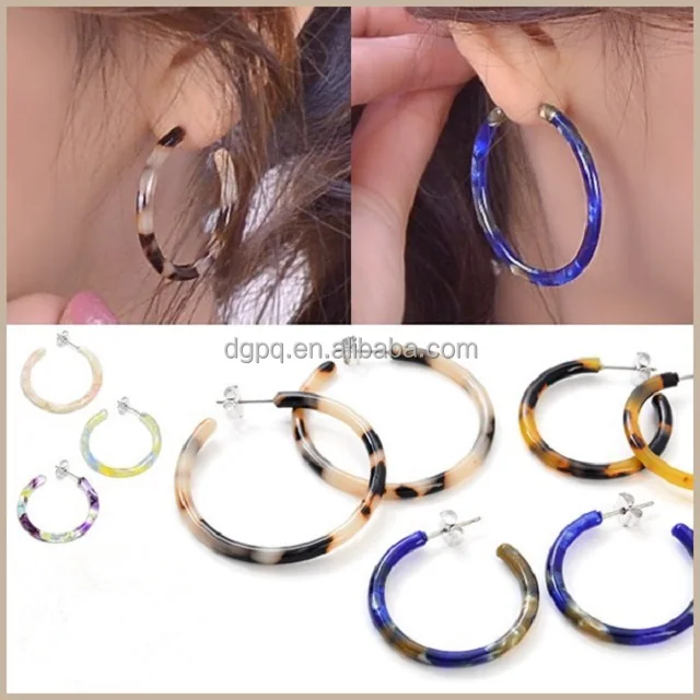 customize cellulose acetate and acrylic jewelry tortoise shell hoops earring, light tortoise shell hoops earrings