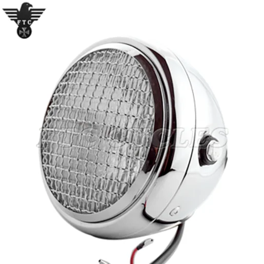 Универсальная винтажная хромированная сетчатая галогенная мотоциклетная фара 6,5 дюйма для скремблера