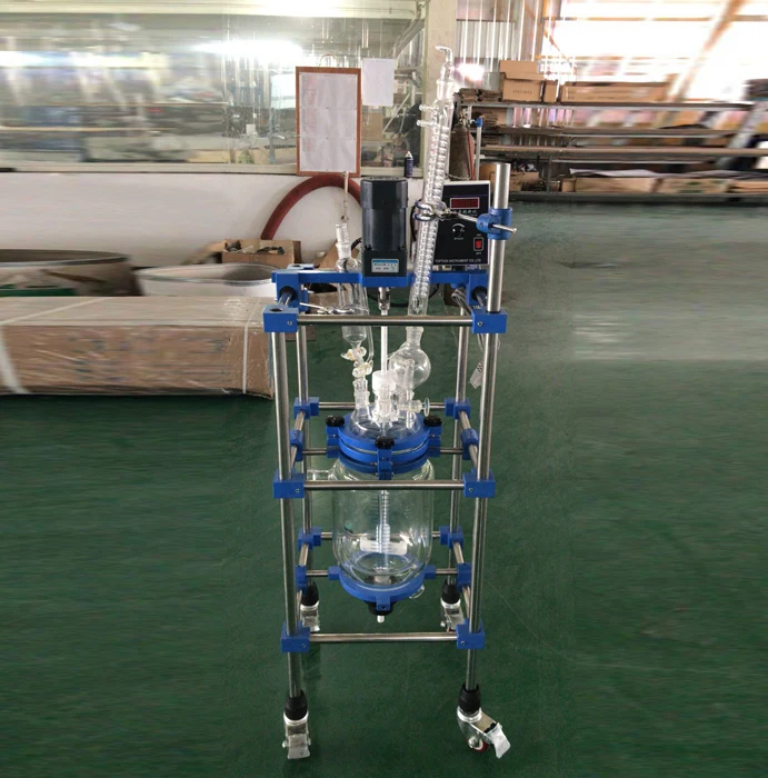 Laboratory Double-layer Jacketed Stirred Wave Bioreactor ,Alcohol Glass Reactor,Multi-usage jacket reactor