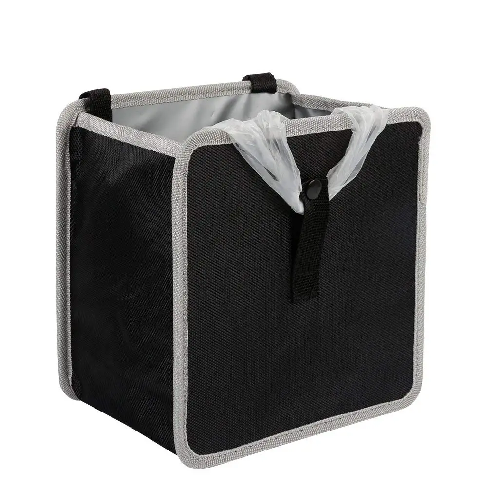 Auto Car Trash Bin - Car Storage Bag, Folded Portable Oxford Cloth Car Garbage Can - Black