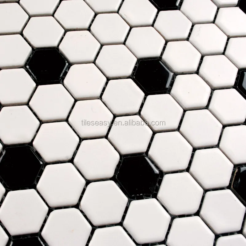 Hexagon white ceramic mosaic tiles for swimming pool and bathroom