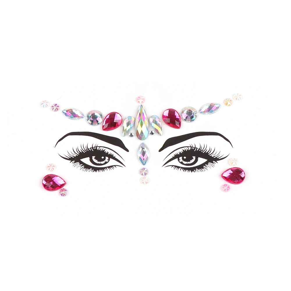 Eco-friendly Adhesive Temporary Tattoo Stickers Face Jewels Festival Party Rhinestone Glitter Flash