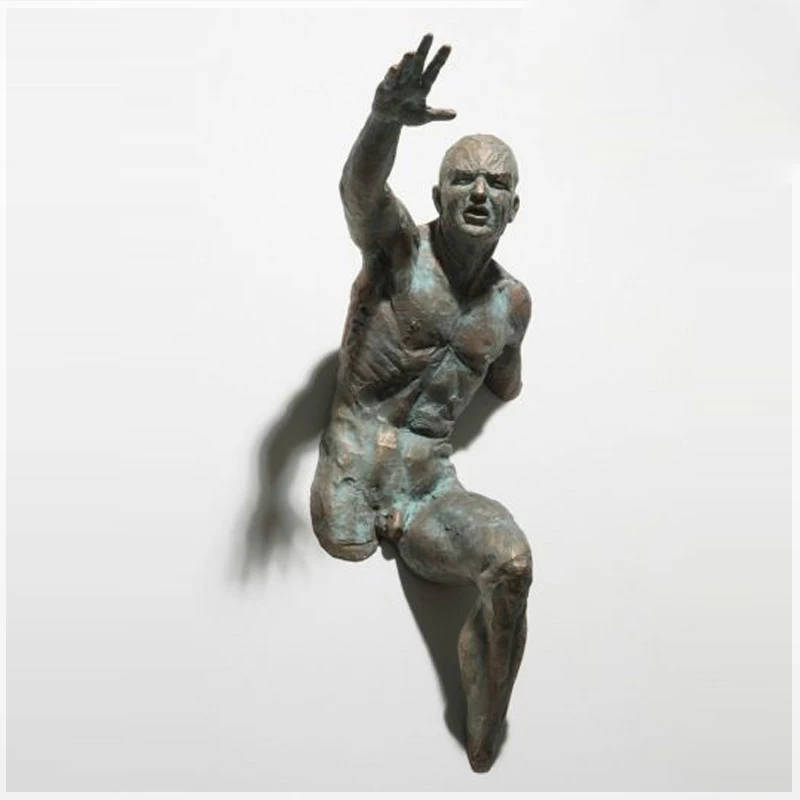 Modern Wall Art Decoration Brass Nude Statue