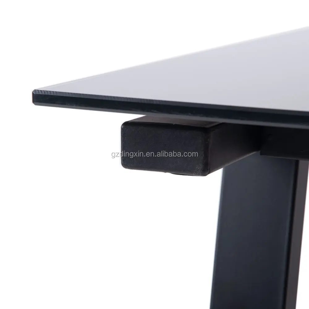 Home Office Desk Compact Black Glass Computer Workstation Table Study Laptop Desktop Table