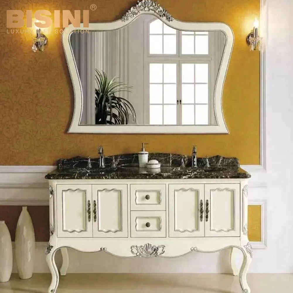 Bisini European Hot Sale Mirrored Solid Wood Bathroom Furniture/Beautiful High Quality Bathroom Cabinet set(BF07-70176)