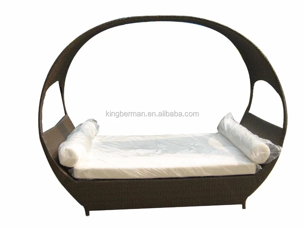 High quality Furniture Outdoor Rattan Daybed with Canopy Beach Sunbed Rattan