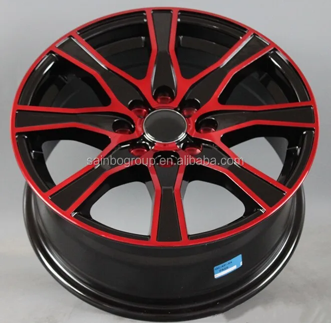 good quality red heart 15 inch 6.5 black and red line alloy wheel for car