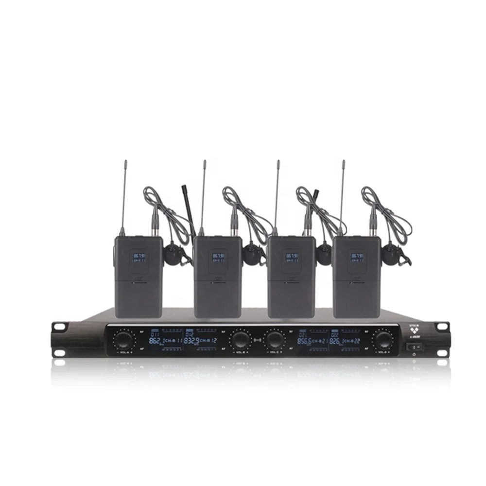 EPXCM/X-4600  ODM/OEM Professional 4 channel  handheld wireless moving coil microphone For Church  Home  Karaoke  Meeting