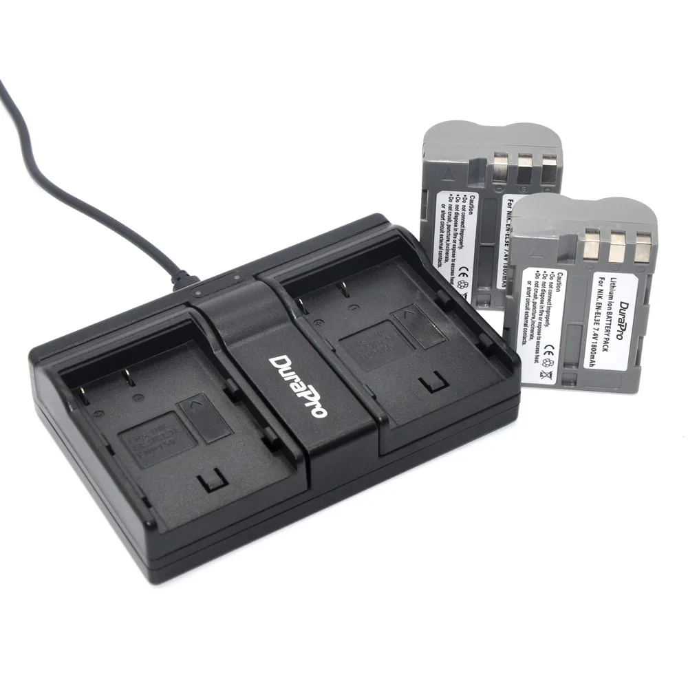 
DuraPro USB Dual Channel Charger for Nikon ENEL3E EN EL3E EN-EL3e EN-EL3 battery and D30 D50 D70 D80 D90 D100 D200 D300 D300S 