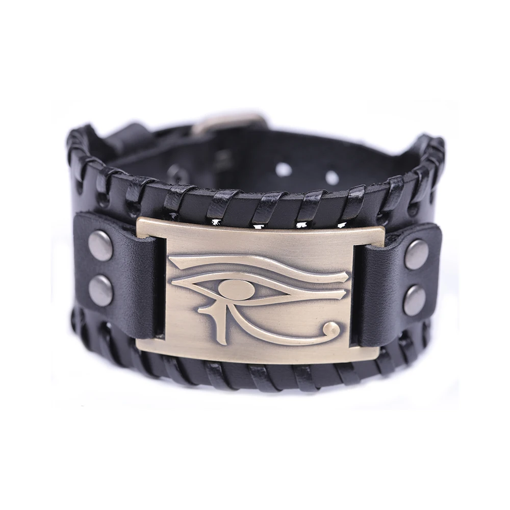 The Eye of Horus Wedjat Eye Talisman for Health and Happiness Bangle Leather Bracelet