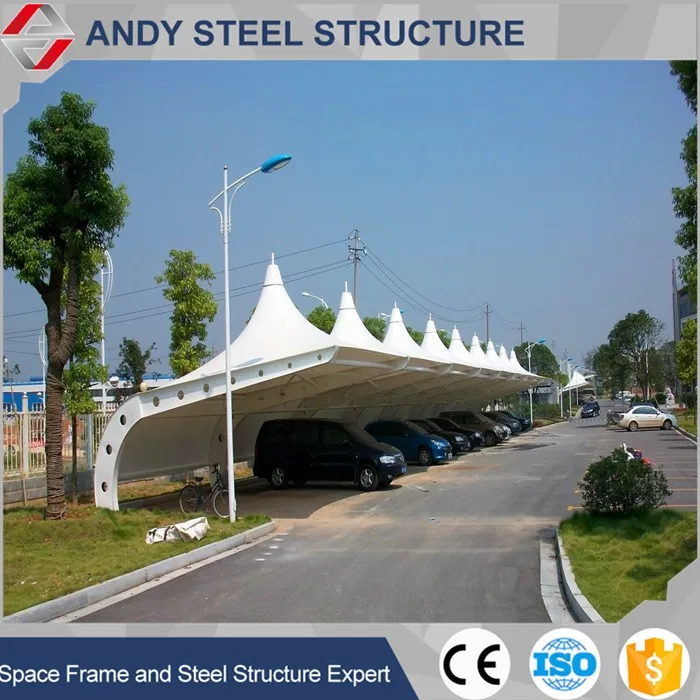 
Prefab PVC Waterproof Membrane Structure Car Parking Shed Roof 