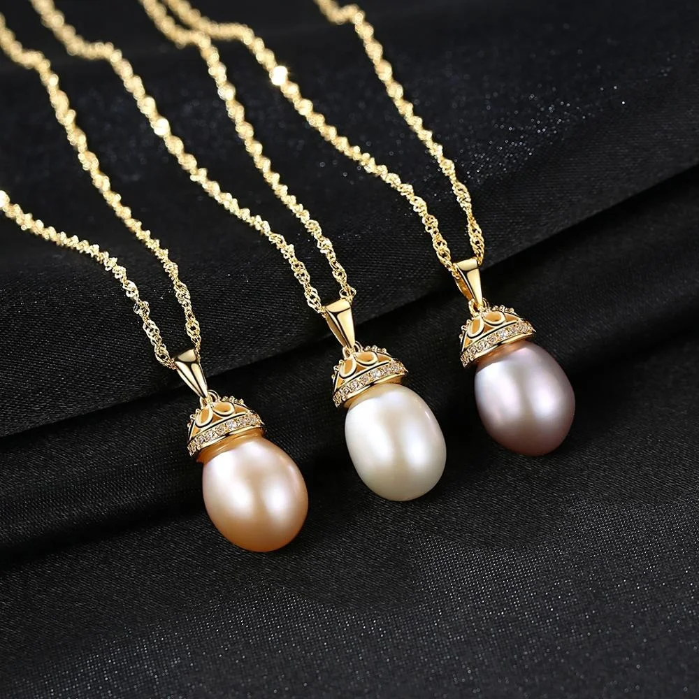 CZCITY New Arrival Wholesale Gold Chain Girl Silver Unique Rice Pearl Fresh Water Pearl Necklace Trendy