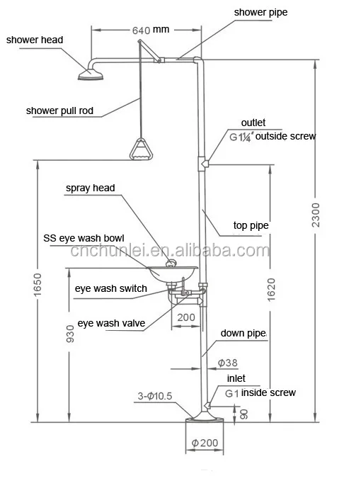 304 Stainless stee Emergency eye washer and shower