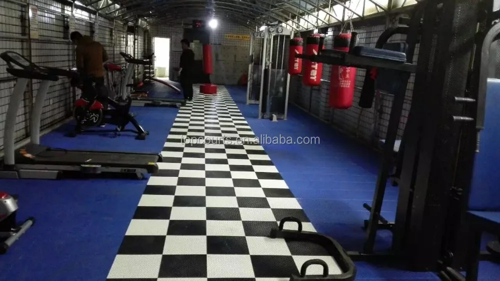 
High grade interlocking polypropylene plastic tiles sport court fitness plastic gym flooring 