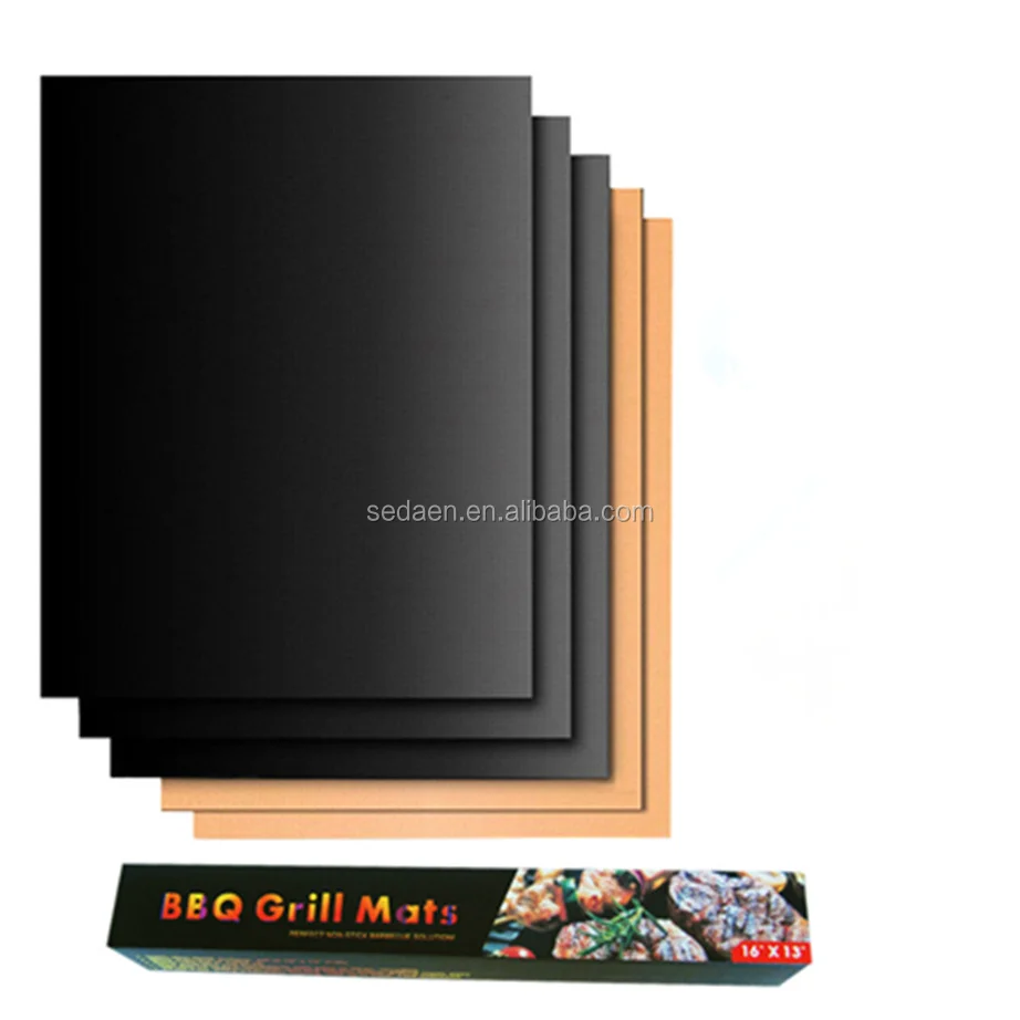 DOUBLE SIZED BBQ GRILL MAT Non-Stick 650 Degree Baking Heavy Duty Reusable Oven Liner PTFE Barbecue Sheets 15.75 x 13 inches