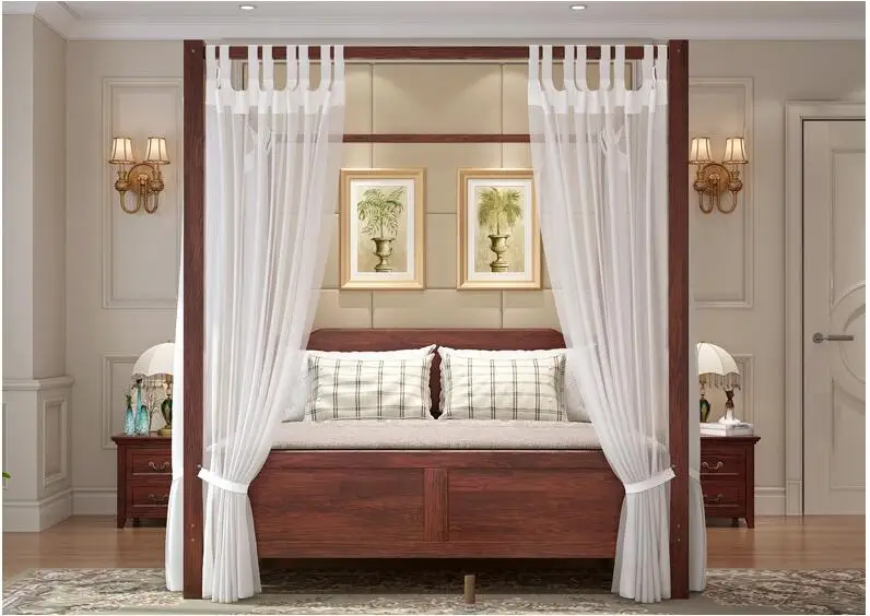 Low Price Antique Solid Wood King Size Poster Bed Wooden Bed For Bed Room Furniture