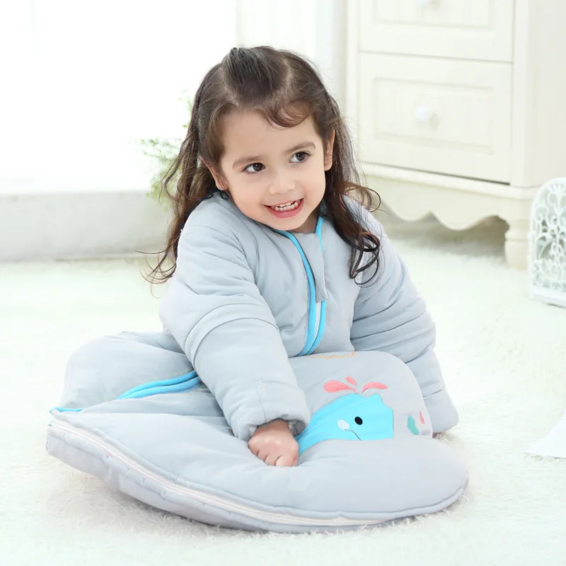 
Adjustable Baby Infant Cotton Blankets Sleeper Gowns Toddler Wearable Blankets Long Sleeves Warm Sleeping Bags 