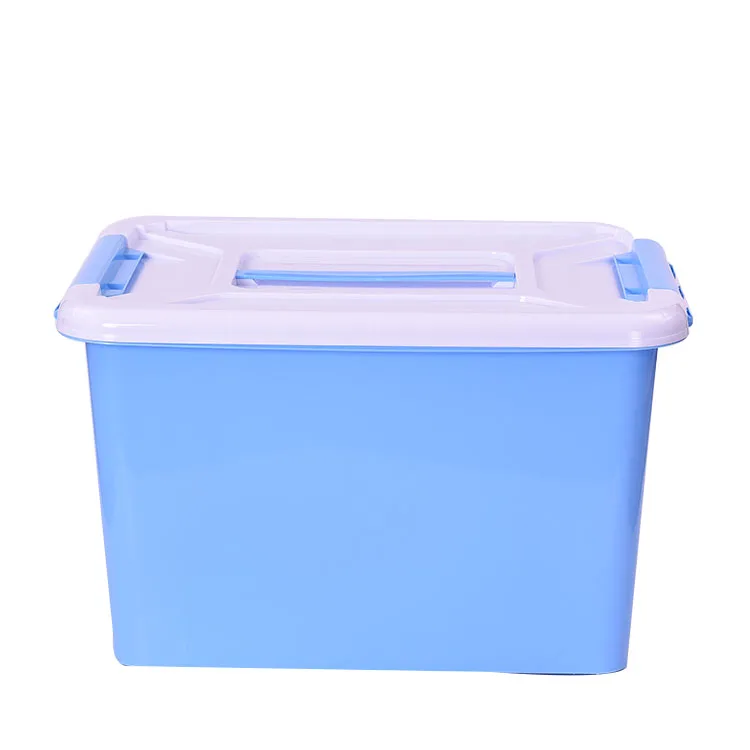 Customized color 25L clothes storage box with wheels,plastic sealed container
