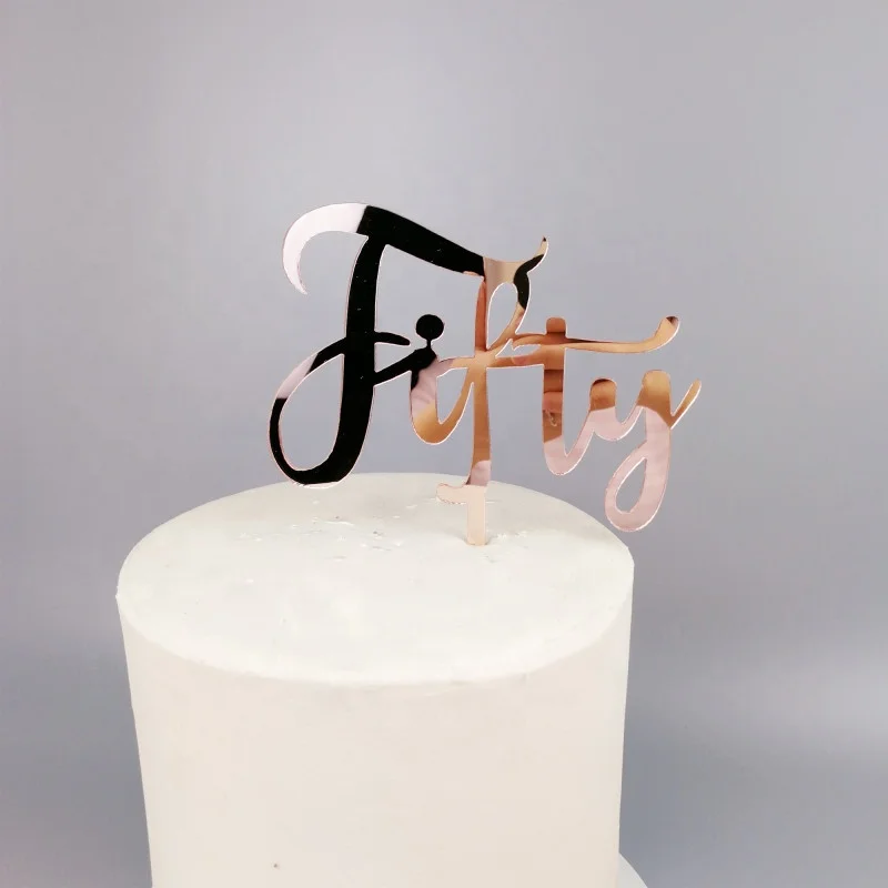 Handwriting fifty cake topper number acrylic cake topper for birthday