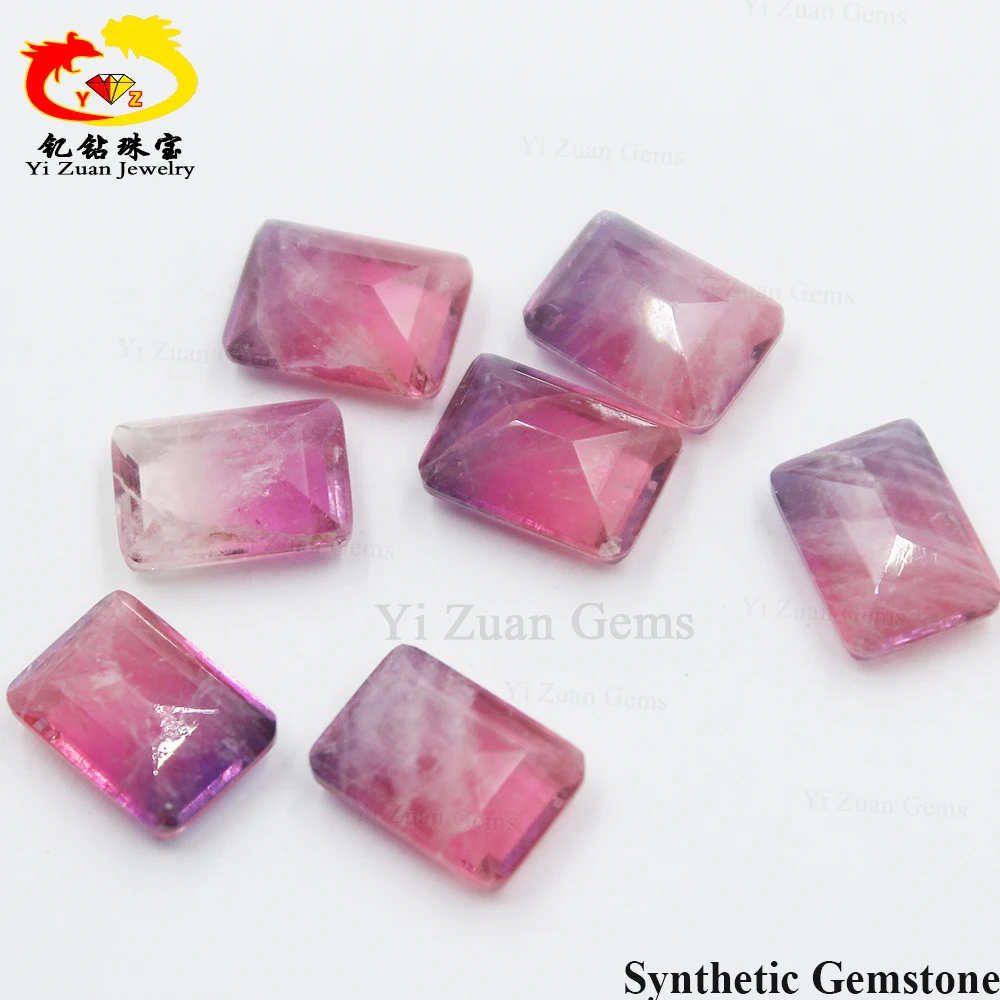 YZ Jewelry semi-precious gemstone watermelon glass bicolor quartz synthetic tourmaline stone fusion stone