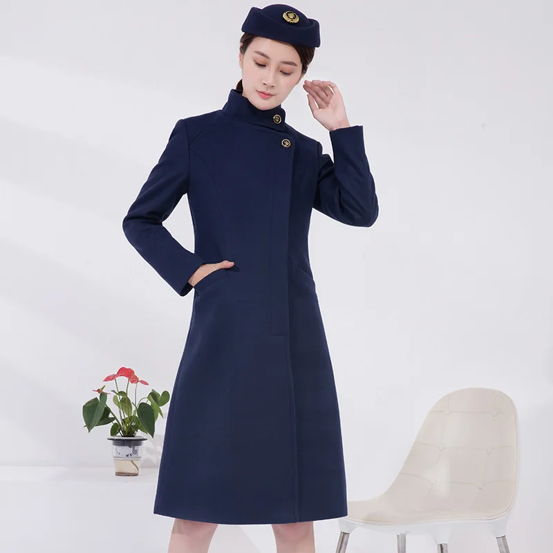 Flight attendant coat Airline stewardess Uniform,airline hostess uniform stewardess uniform long coat