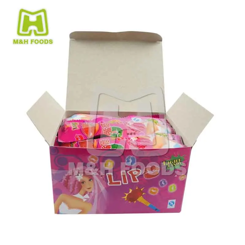 Lip Shape Light Up Hard Candy Whistle Lollipop Stick