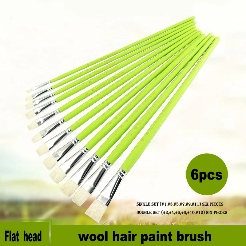 Wool hair Flat Head Art Acrylic Paints Type and Set Packaging creative craft kit Transon 6pcs set