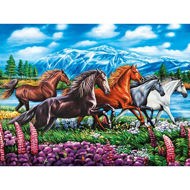 Алмазная 5D Вышивка «бегущая лошадь», Набор для творчества, полная выкладка, вышивка крестиком, мозаика из страз