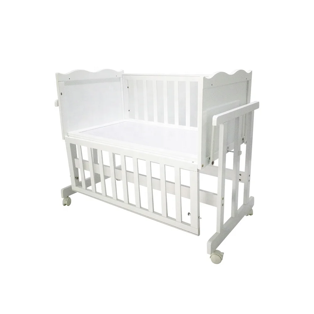 Baby cot bed wood baby crib cradle with mosquito net HN-630