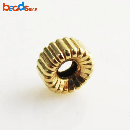Beadsnice 14K Заполненные гофрированные круглые бусины заглушки 14k золотые разделительные 3-6