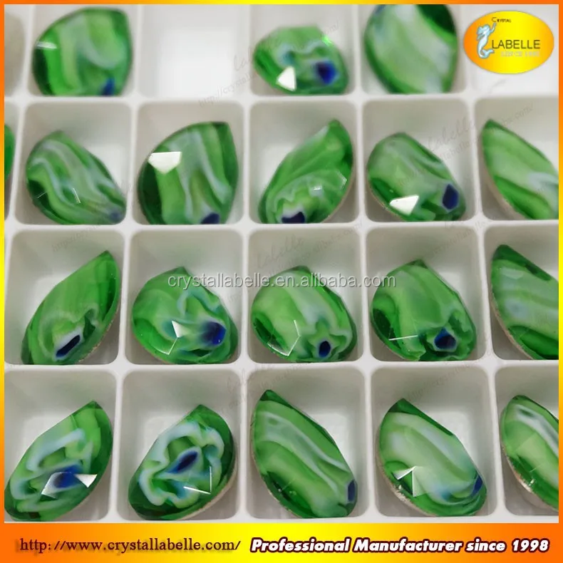 18*25 Teardrop Pear Brass Claw Base Gemstones Emblishment Garment Fabric Sewing on Fitting Acrylic Stones Rhinestones