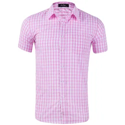 Wholesale boutique Mens clothing 8 color Short Sleeve plaid check mens casual dress Shirts
