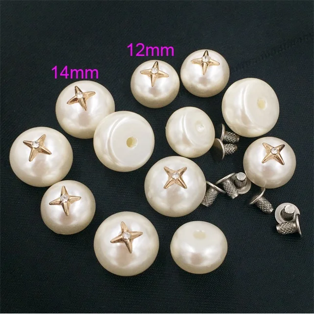 JC601 New pearl rivet and studs 12mm pearl rivet rhinestone for  shoe and garment