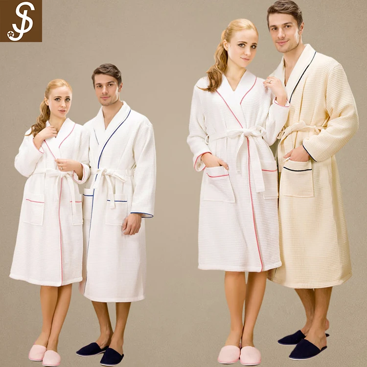 Банный халат S & J из хлопка и вафельной ткани для отеля, банный халат с логотипом на заказ, 100% длинный банный халат для отеля, роскошный халат для спа
