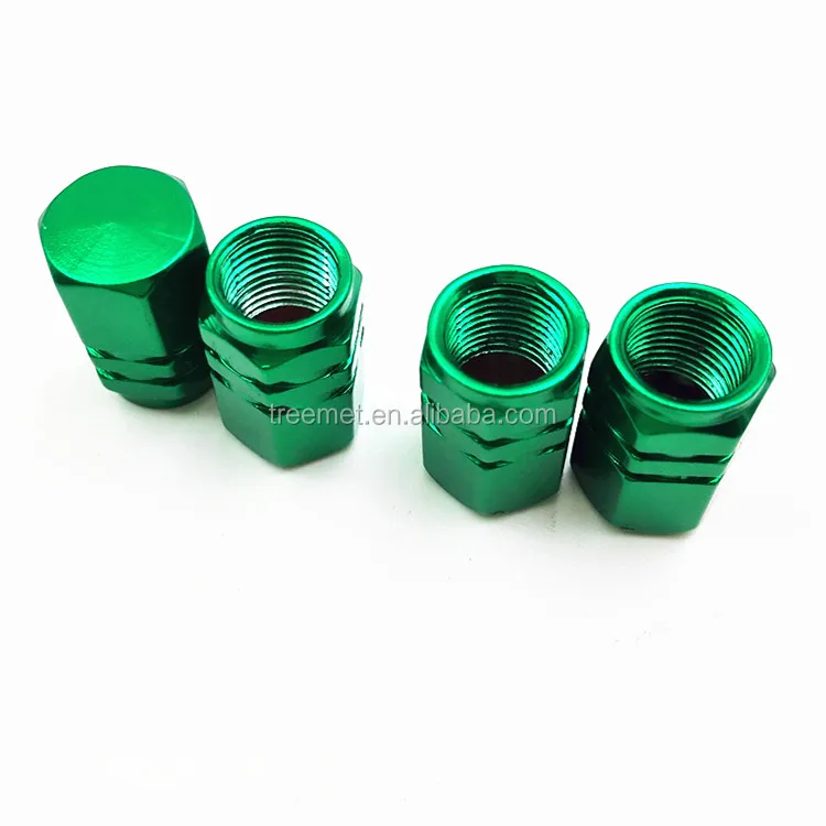 Aluminum air green valve caps