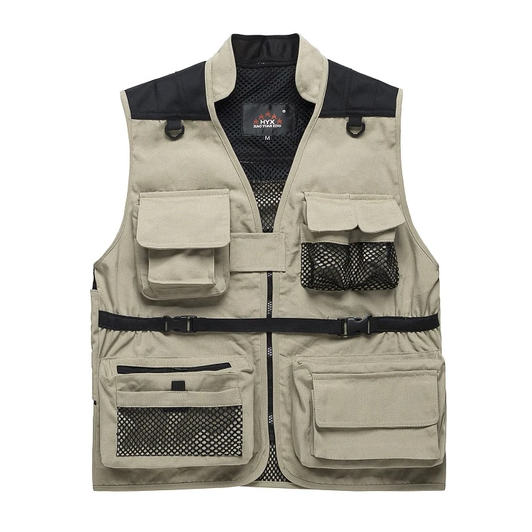China supplier oem outdoor canvas hunting men vest waistcoat for men black durable work wear vest fishing vest