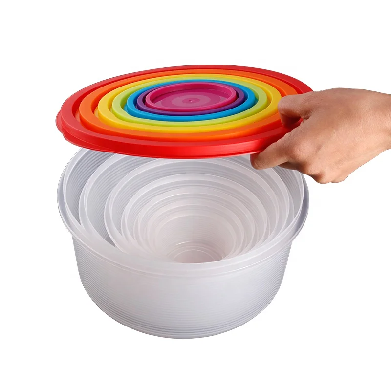 7Pcs Colorful Plastic Food Containers Box Fridge Fruit Salad Vegetable Storage Container Box