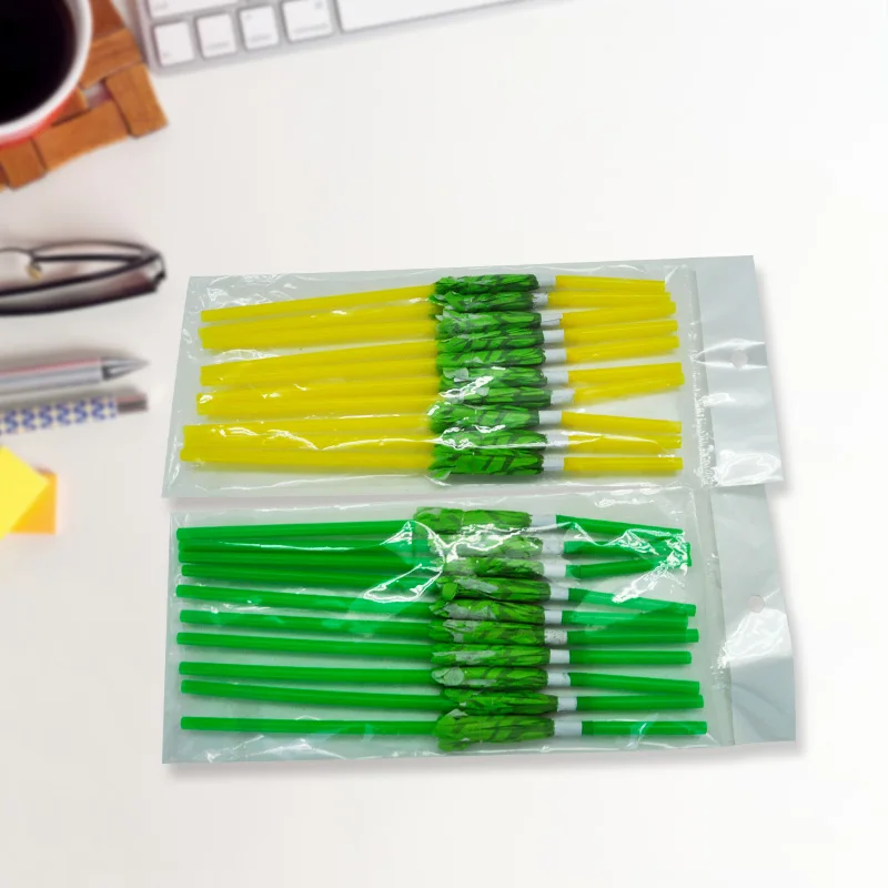 
618087 10pcs Green Coconut Tree Beverages Drinking Straws Umbrella Disposable Party Straw DIY Decoration Bar Accessories 