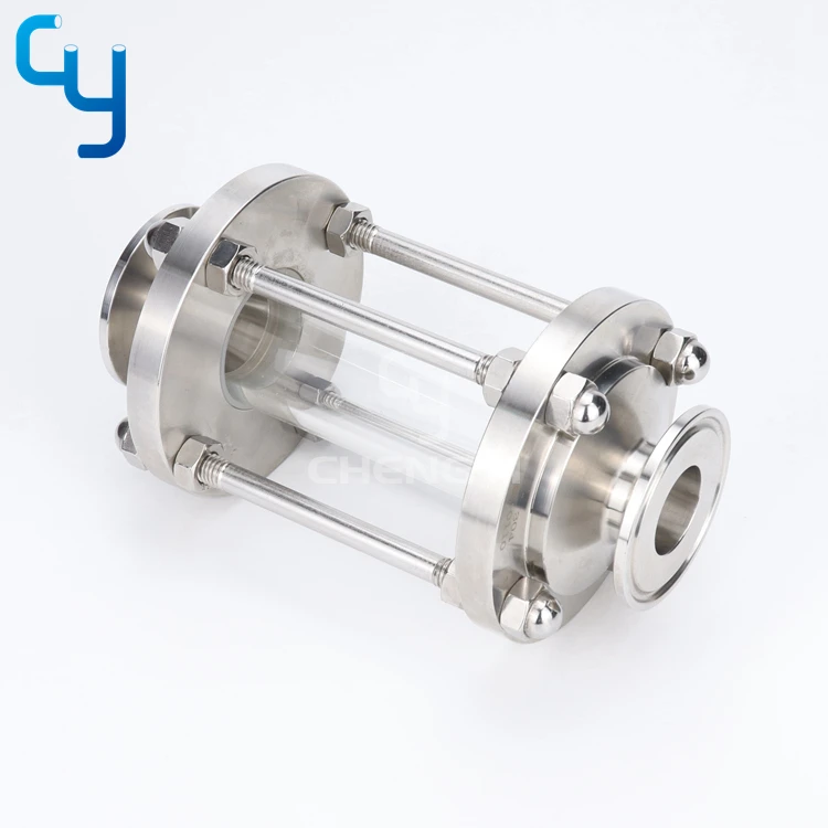 Sanitary pipe fittings stainless steel straight tubular sight glass with protective cover
