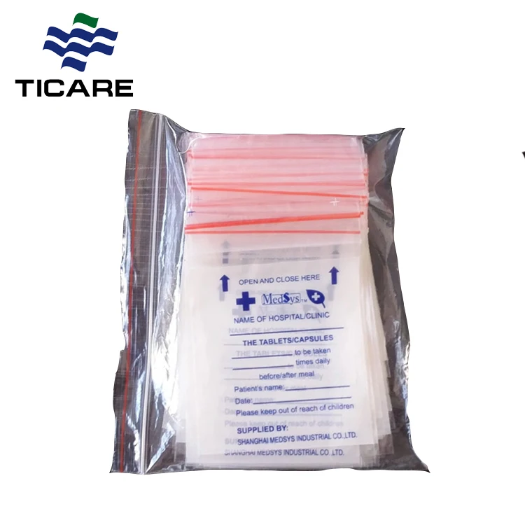 China Custom Medical Recycle Plastic Ziplock Zipper Pill Bags Disposable LDPE Medicine Bag for Drugs Packaging