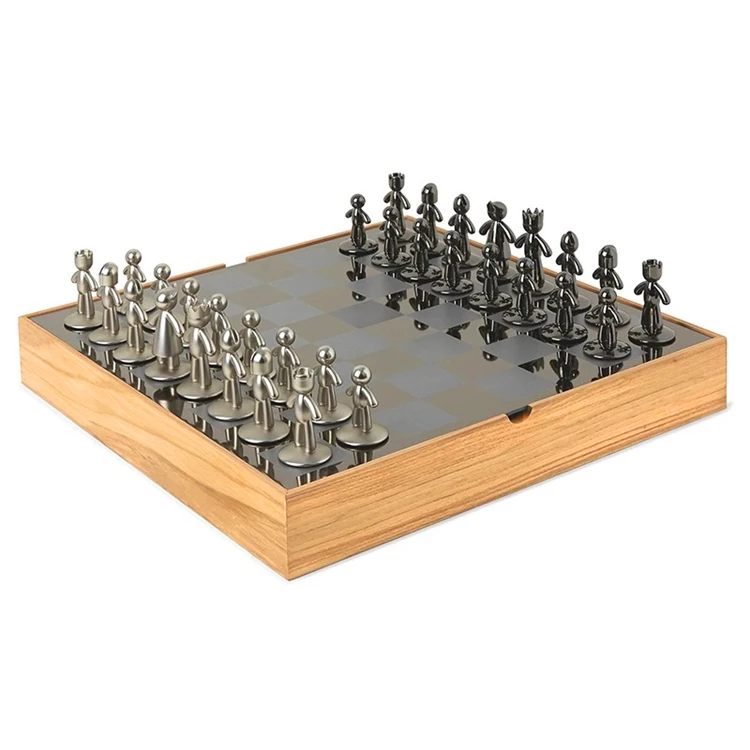 Custom Collins Wooden Chess Set With Board Storage Box Christmas Gift Kids Toy International Chess