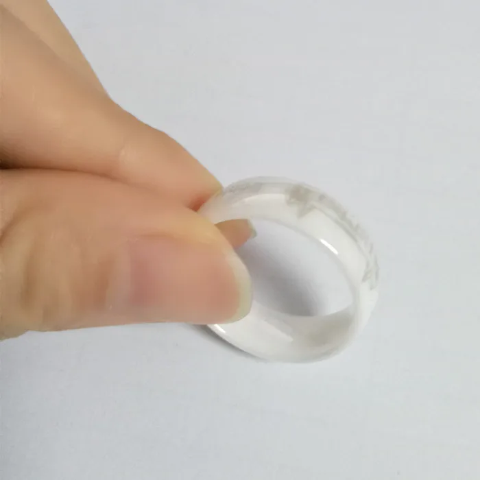 Custom image or words laser engraved inside or outside blank ceramic ring jewelry