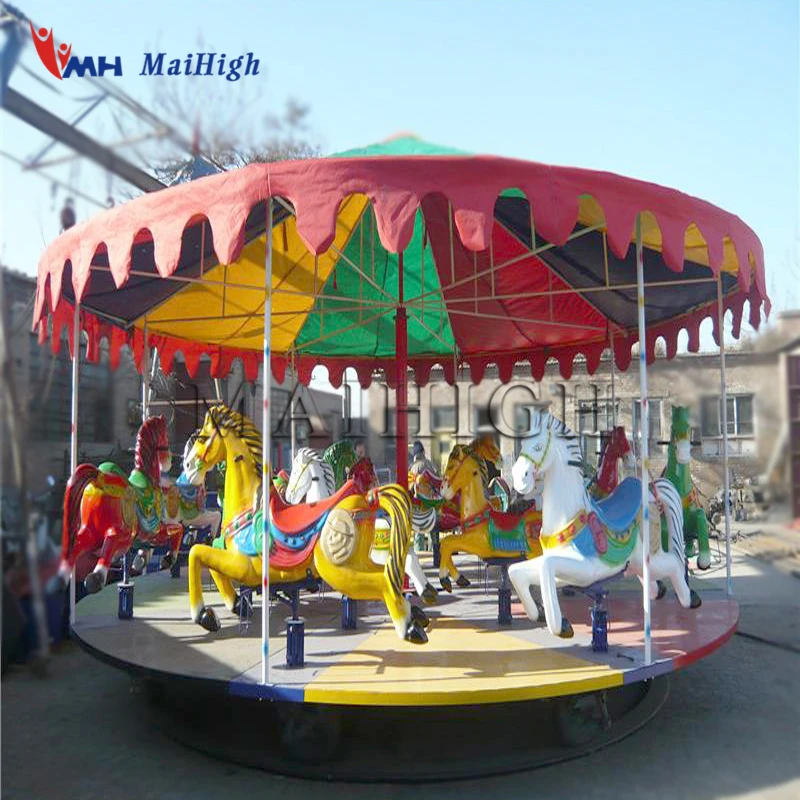 Cheap amusement rides simple carousel mounted with trailer for sale
